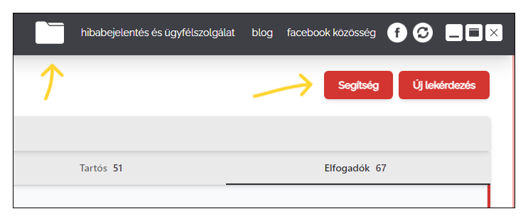 A beállított munkakönyvtár az alkalmazás címsorában a fehér mappa ikonnal érhető el